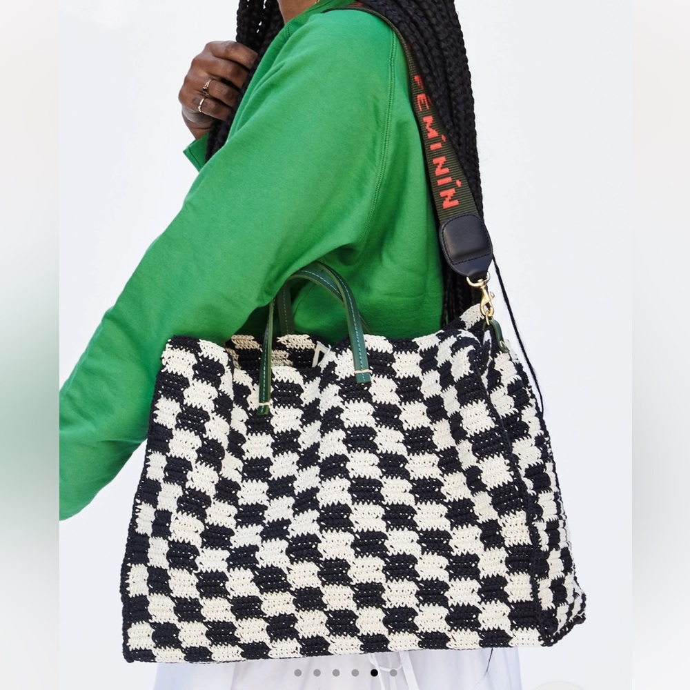 NWT Clare V Summer Simple Tote Bag Crochet Checkers Clare Vivier